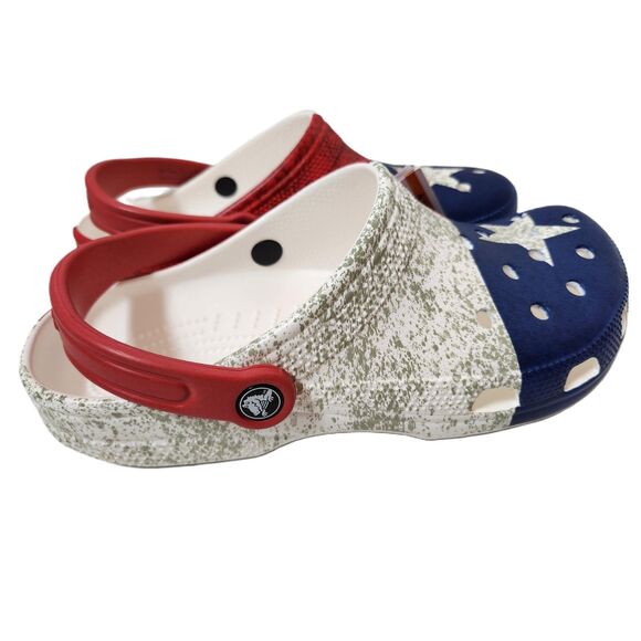 Crocs Classic Texas Flag Clog Women's 10 Men's 8 Red White Blue - Picture 1 of 9